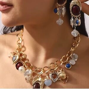 Zara Gold and Brown Charm Necklace